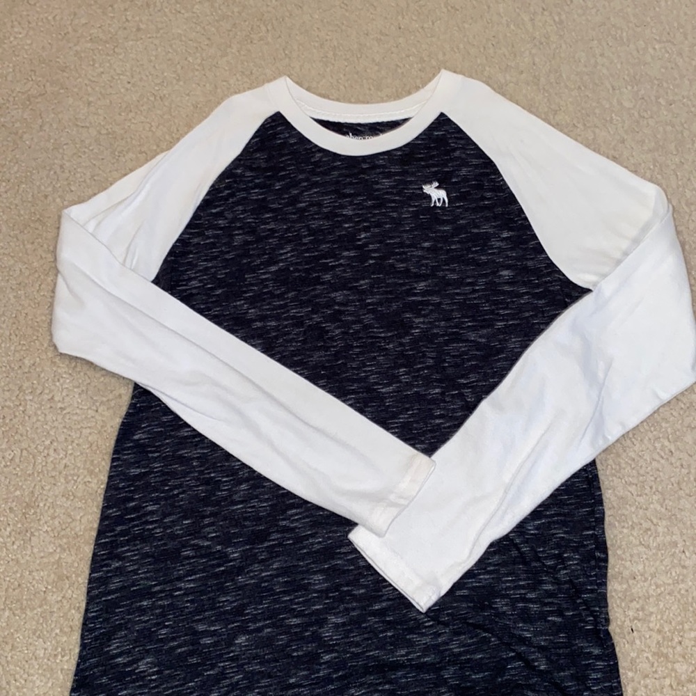Boys Black and White Abercrombie Kids Baseball Long Sleeve